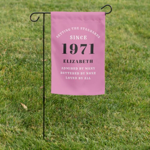50th Birthday 1971 Pink Black For Her Personalized Garden Flag