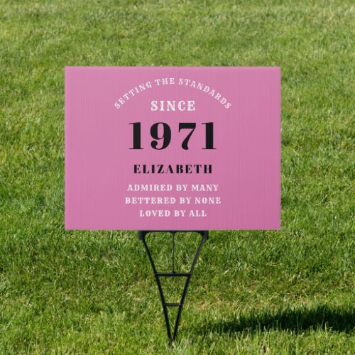 50th Birthday 1971 Pink Black For Her Personalized Sign