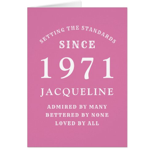 50th Birthday 1971 Pink White For Her Personalized