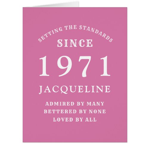 50th Birthday 1971 Pink White For Her Personalized