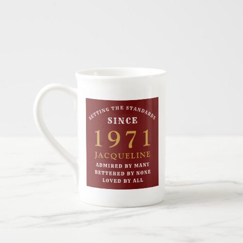 50th Birthday 1971 Red Gold For Her Personalized Bone China Mug