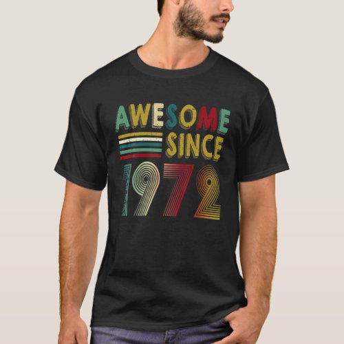 50Th Birthday 1972 50 Years Of Being Awesome Retro T_Shirt