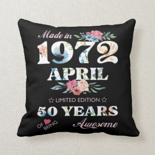 50th Birthday 1972 50s celebration April for men Throw Pillow