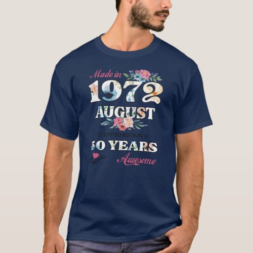 50th Birthday 1972 50s celebration Party august T_Shirt