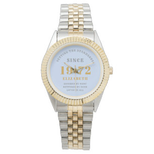 50th Birthday 1972 Elegant Blue Grey Chic Woman's Watch