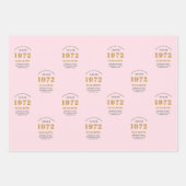 50th Birthday 1972 Elegant Gold pink Grey Wrapping Paper Sheets (Front 3)