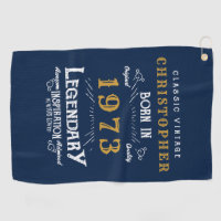 50th Birthday 1973 Add Name Legendary Blue Golf Towel