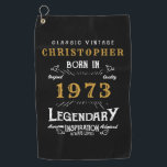 50th Birthday 1973 Add Name Legendary Father Golf Towel<br><div class="desc">Vintage design any year "Original Quality Legendary Inspiration" golf towel for that special dad. Add the name and year as desired in the template fields creating a unique 50th or any birthday celebration item. Team this up with the matching gifts,  party accessories,  and clothing available in our store www.zazzle.com/store/thecelebrationstore</div>