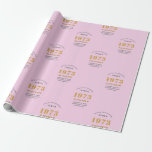 50th Birthday 1973 Add Name Pink Gray Wrapping Paper<br><div class="desc">A personalized wrapping paper design for that birthday celebration for a special person. Add the name to this vintage retro style pink and gray design for a custom birthday gift. Easily edit the name and year with the template provided. A wonderful custom birthday gift. More gifts and party supplies for...</div>