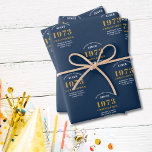 50th Birthday 1973 Blue Gold Add Name Wrapping Paper Sheets<br><div class="desc">Celebrate your loved one's 50th birthday in style with this beautiful, personalized wrapping paper! Featuring a blue and gold design inspired by the year 1973, this wrapping paper is sure to be a hit at your special occasion. Personalize it with their name for a unique, special touch! Make their 50th...</div>