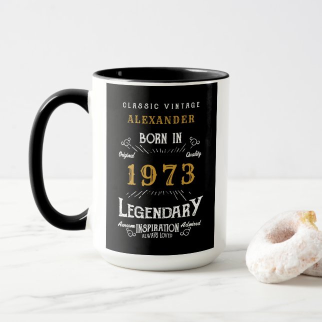 50th Birthday 1973 Design Your Own Vintage Mug (With Donut)