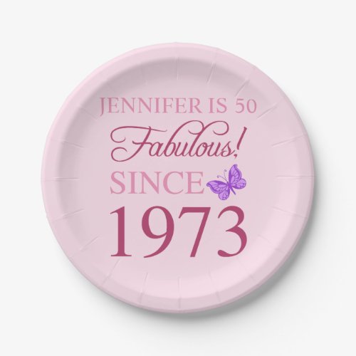 50th Birthday 1973 For Women Paper Plates