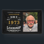 50th Birthday 1973 Legendary Black And Gold Banner<br><div class="desc">Say Happy 50th Birthday. Add your name,  year and photograph to this personalized birthday banner. A wonderful custom black birthday design with white and gold vintage style typography. More gifts and party supplies available with the "Legendary" design in the store.</div>