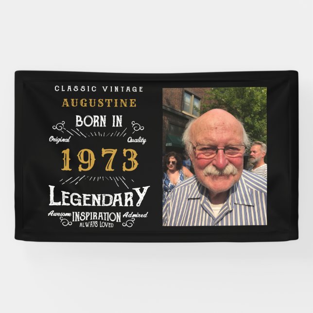 50th Birthday 1973 Legendary Black And Gold Banner (Horizontal)