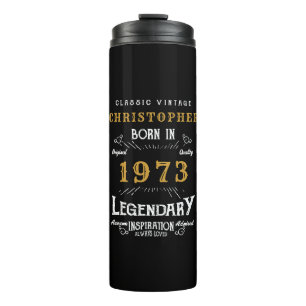 50th Birthday 1973 Legendary Black Gold Add Name Thermal Tumbler