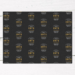 50th Birthday 1974 Black Gold Chic Elegant Tissue Paper