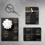 50th Birthday 1974 Black Gold Chic Elegant Wrapping Paper Sheets<br><div class="desc">50th Birthday Chic 1974 Themed Black & Gold Elegant Wrapping Paper Sheets. Celebrate the journey of the vintage years with our 50th Birthday 1974 Black and Gold Chic Elegant Wrapping Paper Sheets. Wrapped in class and elegance, these high-quality paper sheets offer a fully personalized touch, reflecting the chic vibes of...</div>