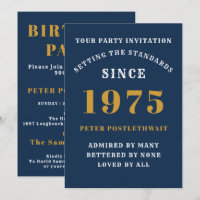 50th Birthday 1975 Blue Gold Personalized For Him