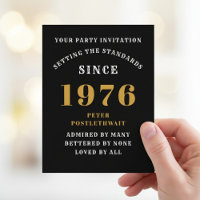 50th Birthday 1976 Black Gold Invitation
