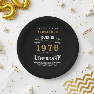 50th Birthday 1976 Legendary Retro Paper Plates