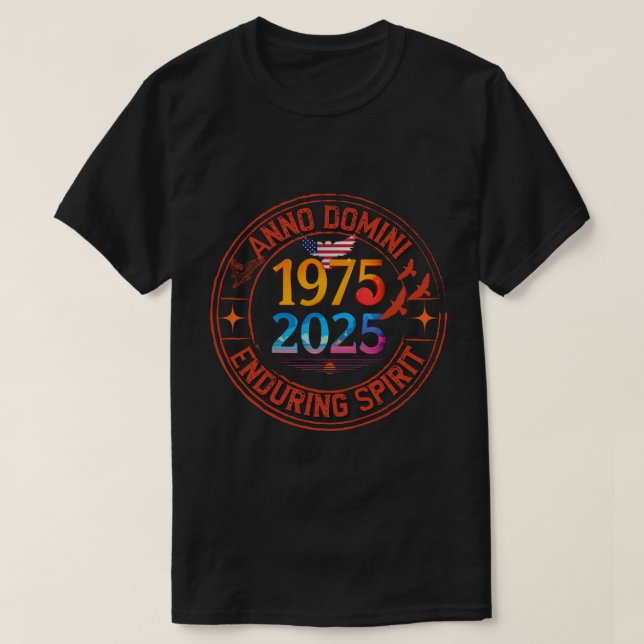 50th Birthday 2025 - Celebrating 1975, 50 Years of T-Shirt (Design Front)