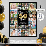 50th Birthday 39 Photo Collage Cheers to Years Poster<br><div class="desc">Celebrate a 50th birthday with a photo memories display printed on a poster print utilizing this easy-to-upload photo collage template with 39 square photos and the title CHEERS TO 50 YEARS and name in your choice of background color in EDIT. The design features faux metallic gold foil balloon numbers and...</div>