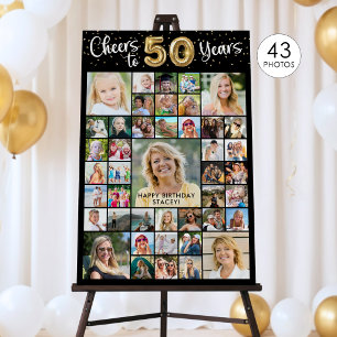 50th Birthday 43 Photo Collage Cheers to 50 Years Foam Board