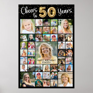 50th Birthday 43 Photo Collage Cheers to 50 Years Poster