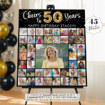 50th Birthday 45 Photo Collage Cheers to Years Foam Board<br><div class="desc">Create a 50th birthday photo memory display foam board utilizing this easy-to-upload photo collage template with 45 pictures of him or her through the years for a fun birthday party decoration and commemorative keepsake. The design features the title CHEERS TO 50 YEARS with gold foil balloon numbers and your custom...</div>