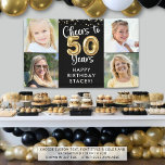 50th Birthday 4 Photos Cheers to 50 Years Confetti Banner<br><div class="desc">Celebrate a 50th birthday with this personalized custom color banner with 4 pictures of her or him for a fun birthday sign or party decoration. The design features the title CHEERS TO 50 YEARS with gold foil balloon numbers and name or your custom text in your choice of text and...</div>