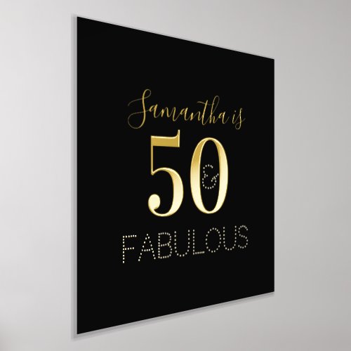 50th Birthday 50 and fabulous Birthday Black Gold Foil Prints