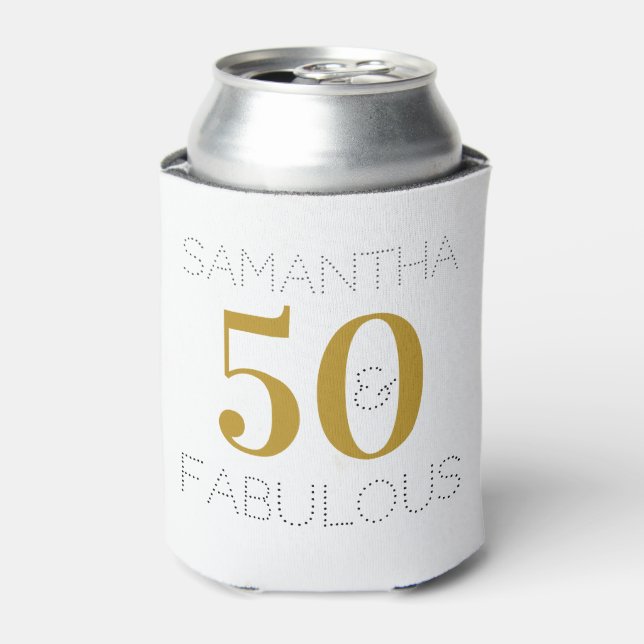 50th Birthday 50 and Fabulous Birthday Party Favor Can Cooler (Can Front)