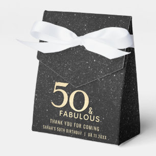 50th Birthday 50 and Fabulous Black Gold Elegant Favor Boxes