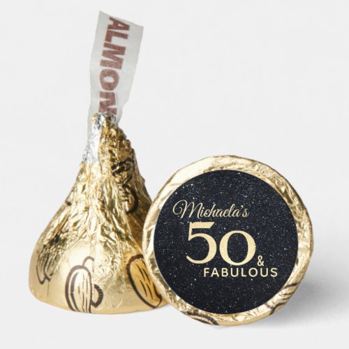 50th Birthday 50 and Fabulous Black Gold Elegant Hersheys Kisses