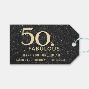 50th Birthday 50 and Fabulous Black Gold Favor Tag