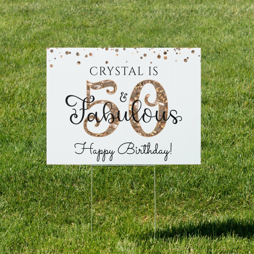 50th Birthday 50 AND FABULOUS Copper Gold Confetti Sign | Zazzle