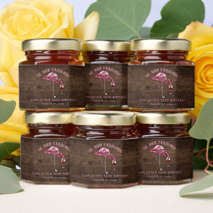 50th Birthday 50 and Fabulous Elegant Custom Honey Jar Favors