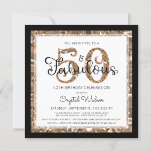 50th Birthday 50 AND FABULOUS Elegant Script Invitation