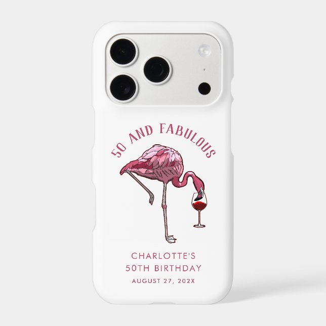 50th Birthday 50 and Fabulous Flamingo Swag Custom iPhone Case (Back)