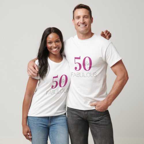 50th Birthday 50 and Fabulous Magenta T_Shirt