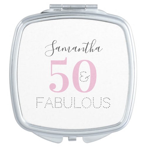 50th Birthday 50 and Fabulous Modern Pink  Compact Mirror