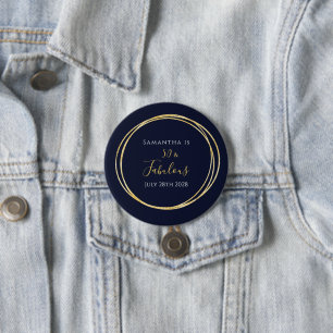 50th Birthday 50 and Fabulous Navy Gold Button