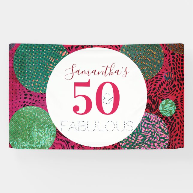 50th Birthday 50 and Fabulous Unique Party Banner (Horizontal)