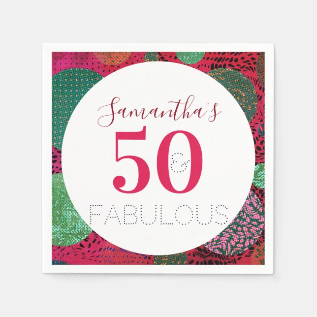 50th Birthday 50 and Fabulous Unique Party Napkins (Front)
