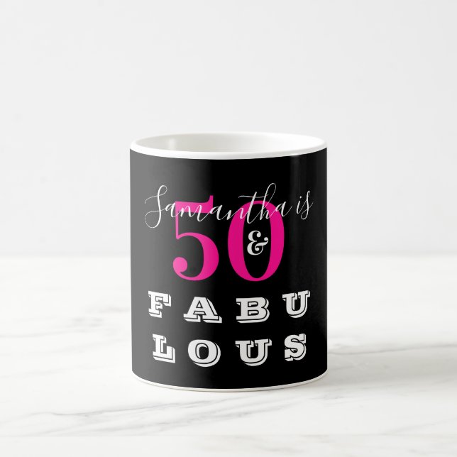 50th Birthday 50 fabulous Hot Pink Birthday Coffee Mug (Center)