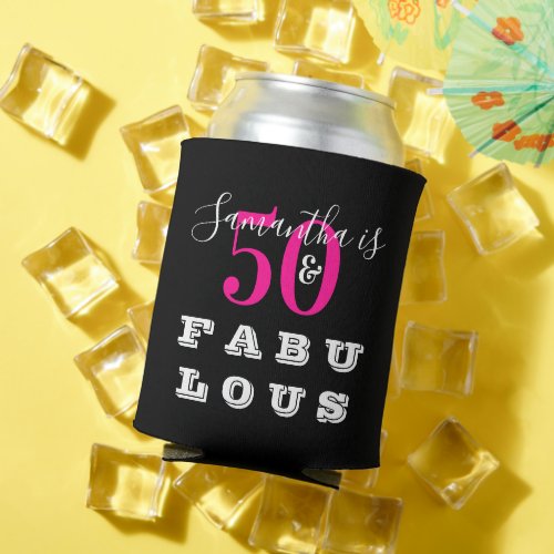 50th Birthday 50 fabulous Hot Pink Birthday Party Can Cooler