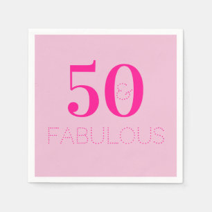 50th Birthday 50 Fabulous Hot Pink Birthday Party Napkins