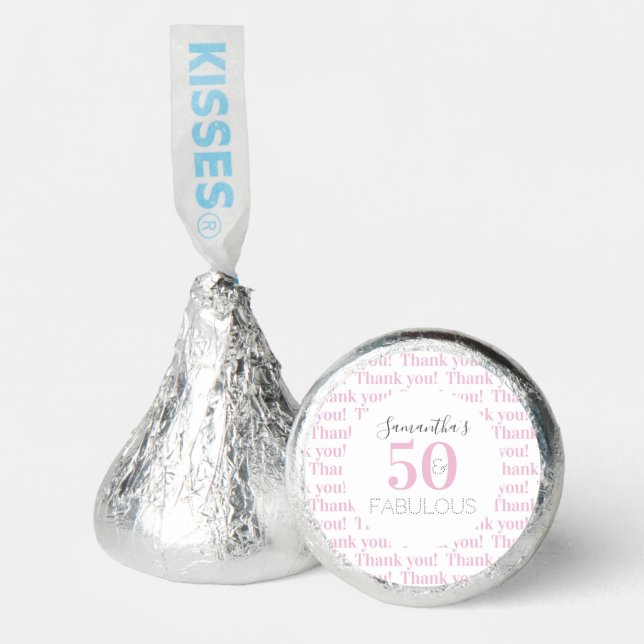 50th Birthday 50 fabulous Modern Silver Thank You Hershey®'s Kisses® (Front)