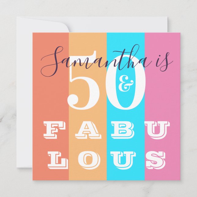 50th Birthday 50 Fabulous Modern Stripe Party Invitation (Front)