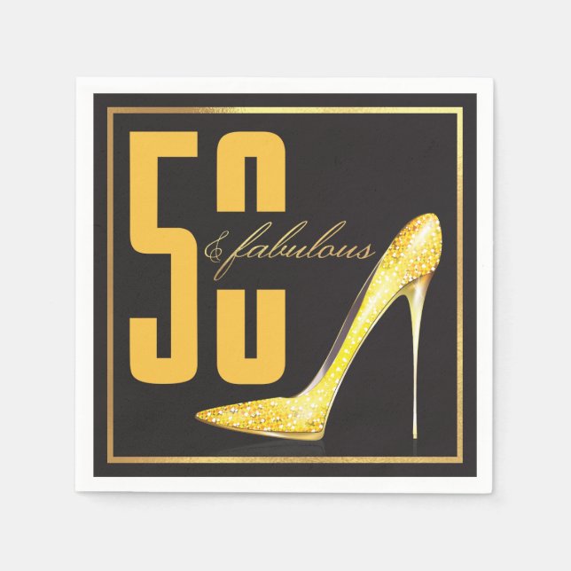 50th Birthday 50 & Fabulous Party Napkins (Front)